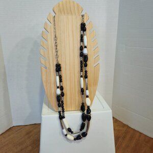 Double Strand Silver Tone Necklace #177